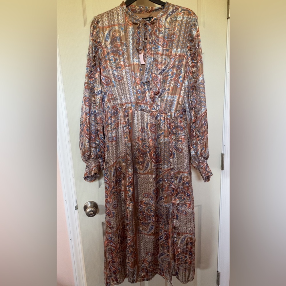 Paisley Print Long Sleeve Dress
